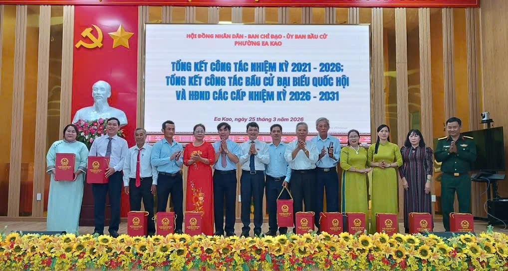 Hội nghị Tổng kết nhiệm kỳ HĐND phường Ea Kao khóa I, nhiệm kỳ 2021 - 2026 và Tổng kết công tác bầu cử nhiệm kỳ 2026 - 2031