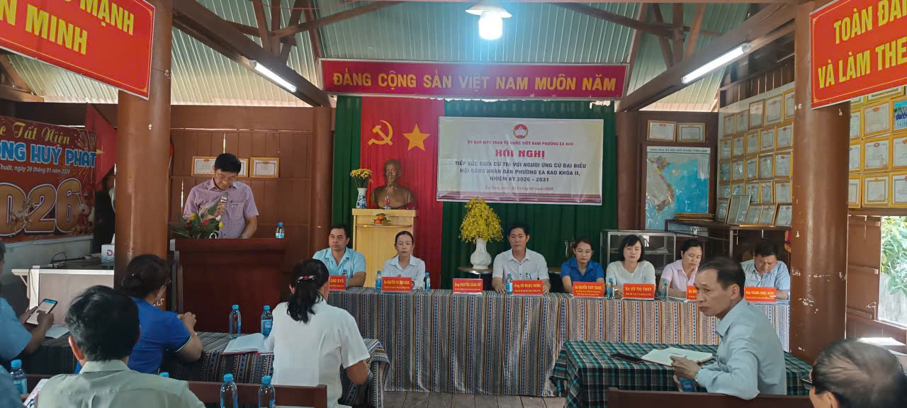 Hội nghị tiếp xúc cử tri, vận động bầu cử đối với người ứng cử Đại biểu HĐND phường Ea Kao khóa II, nhiệm kỳ 2026 - 2031 tại đơn vị bầu cử số 1
