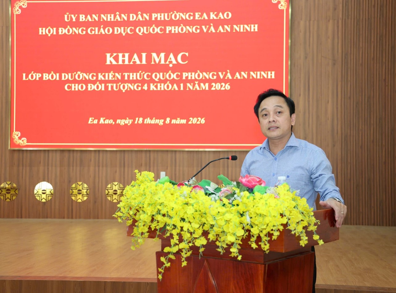 PHƯỜNG EA KAO KHAI MẠC LỚP BỒI DƯỠNG KIẾN THỨC QUỐC PHÒNG VÀ AN NINH CHO CÁN BỘ, ĐẢNG VIÊN ĐỐI TƯỢNG 4 KHÓA 1 NĂM 2026