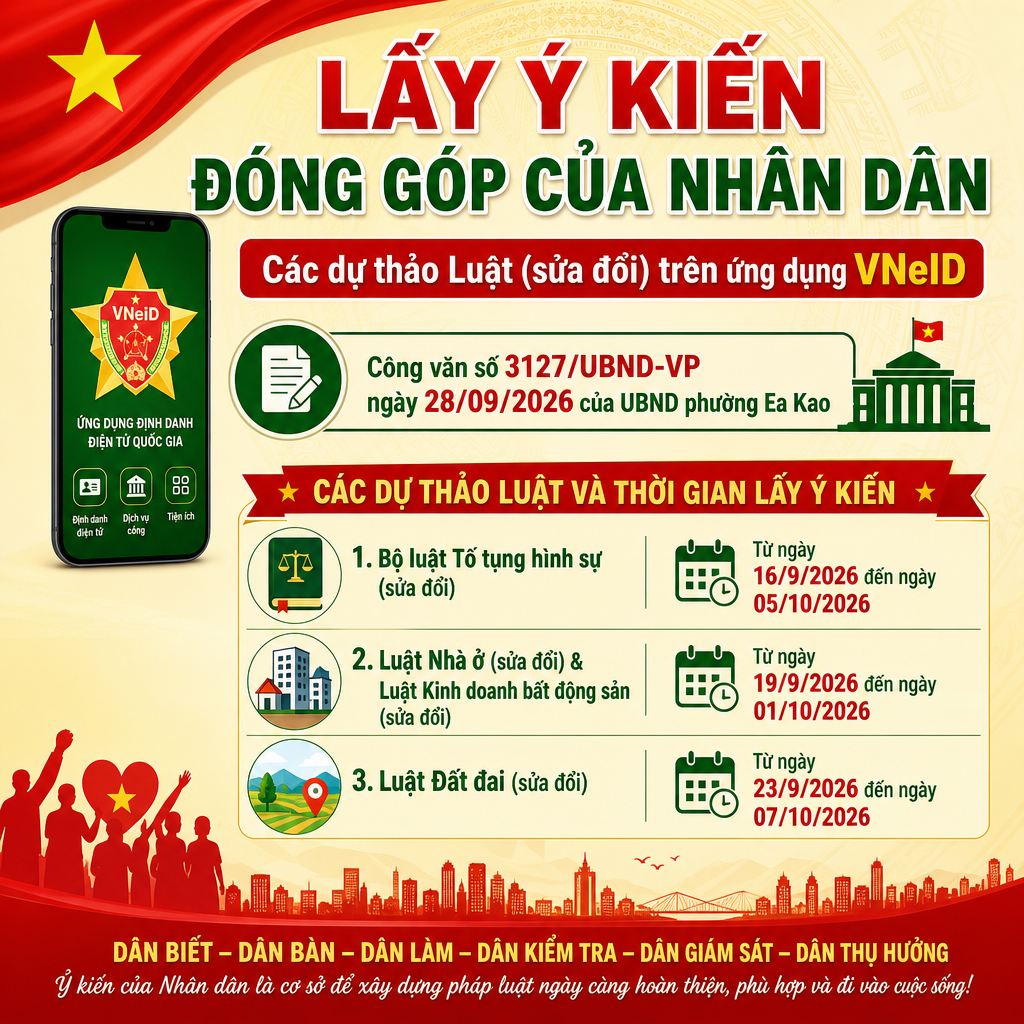 LẤY Ý KIẾN ĐÓNG GÓP VỀ CÁC DỰ THẢO LUẬT TRÊN ỨNG DỤNG VEID